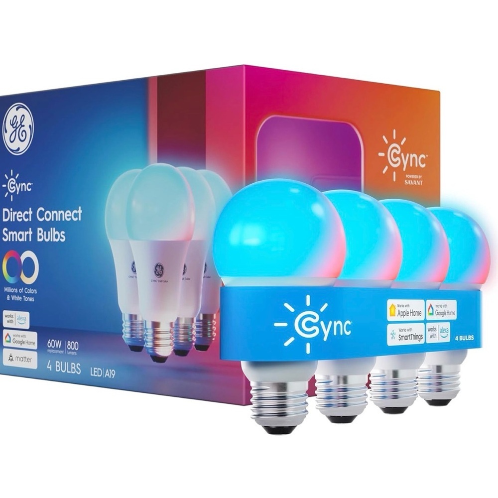 Lot of 3 GE Cync Full Color Direct Connect Smart Bulbs (4 pack LED A19) 12 Bulbs
